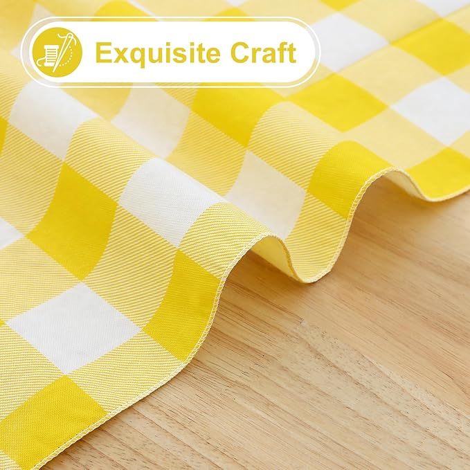 misaya Rectangle Waterproof Vinyl Table Cloth, Buffalo Flannel Backed Tablecloth, Wipeable Plastic Table Cover for Dinner, Kitchen, Outdoor (60" x 102", Yellow and White)