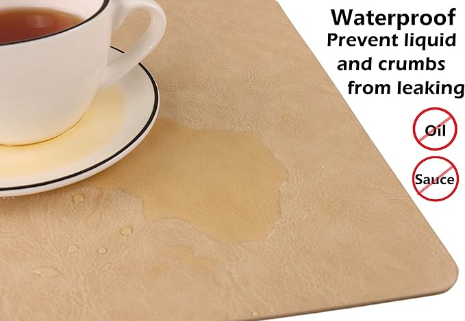 Faux Leather Placemats, Set of 6 PU Table Mats, Easy to Clean, Heat & Stain Resistant for Office Conference Table,Dining Home Decor
