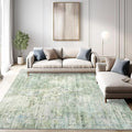 Area Rug 6x9 Abstract Rugs for Living Room 6 x 9 Washable Rugs Green Non Slip Low Pile Rugs for Bedroom Dining Room Foldable Thin