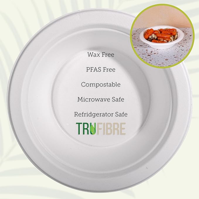 16 Oz Paper Bowls, 100 Pack 100% Compostable Heavy Duty Eco-Friendly Bagasse Biodegrable Disposable Bowls for Salad, Dessert, Soup, Ice Cream, Bulk
