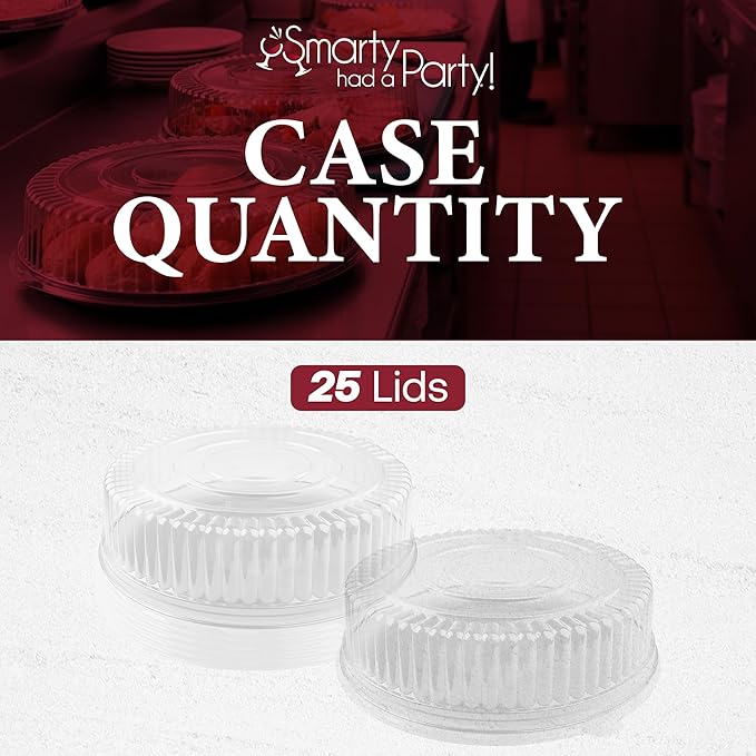 Smarty Had A Party 16 Inch Clear Round Plastic Tray Lids – Stackable Plastic Dome Lids for Catering Trays with Lids, Party Platters & Food Displays – BPA-Free Disposable Dome Covers – 25-Pack
