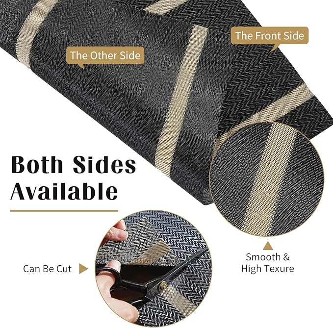 FAVE Placemats Set of 12 Black Placemats Woven with Golden Thread Vinyl Placemat for Wedding, Banquet, Birthday, Party, Restaurant Decorations(Black, 12"x18"-12PCS)