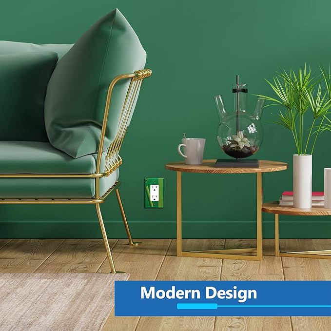 LIDER Decorator Wall Plate, Temperature/Impact Resistant, Mirrored, Plexiglass Outlet/Light Switch Cover, Acrylic glass, Reflective Finish, Modern Upgrade, Oversized 1-Gang 5.25" x 3.44", Green