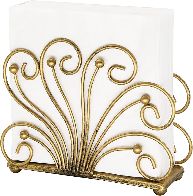 OwlGift Modern Flaunting Peacock Tail Napkin Holder, Antique Design Metal Napkin Holder Upright Decorative Napkins Holder for Home Kitchen Table, Bronze