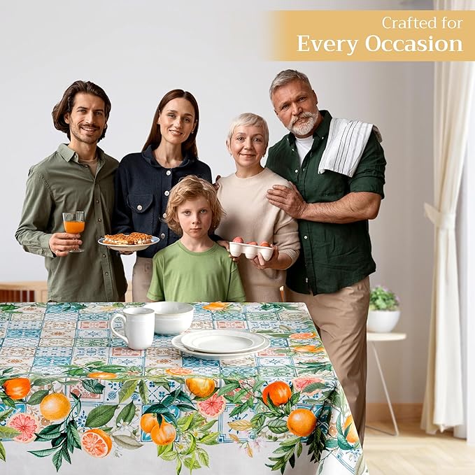 Maison d' Hermine Table Cloth Rectangle Table 100% Cotton 54 x 72 Inches Tablecloth Reusable Decorative for Dining Room Farmhouse Home Valentines Day Decorations Spring Summer - Agrume