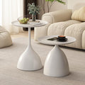 Nesting Tables, Off-White Side Tables, Modern End Tables for Living Room Nesting Coffee Table Set of 2,Console Table Pedestal Tables