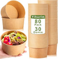 Large Paper Bowls,80Pcs 30 Oz Disposable Soup Bowls Bulk,Kraft Paper Salad Bowl,Round Disposable Paper Bowls,Paper Soup Bowls for Hot/Cold Food Soup Salad