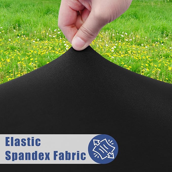 Round Spandex Tablecloth, Elastic Fitted Waterproof Tablecloths for 45"-56" Tables, Stretch Washable Picnic Table Cover for Camping, Dining, Indoor and Outdoor, Black