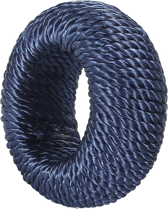 50 Pcs Woven Napkin Rings - Handcrafted Plastic & Rayon Decorative Napkin Holders for Table Settings, Dinner Parties, Weddings, Holiday Décor, Rustic Farmhouse Style (Navy Blue) - ALPHA Living HOME