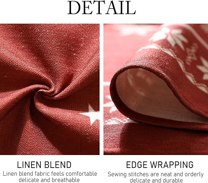 ISAENNE Designer Christmas Red Rectangular Tablecloth,Linen Table Cloth with Snowflakes Pattern,Wrinkle Resistant Decor Tablecloths for Dining Kitchen Thanksgiving Christmas,55"*87"-Carol C