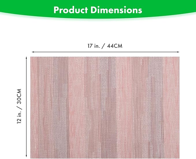 Winknowl Placemats Set of 4, Heat Resistant Stain Resistant Woven Vinyl Insulation Place mats, Durable Washable Elegant Table Mats for Kitchen Dining Table Decor (Misty Rose)