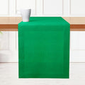 D'Moksha Homes Linen Kelly Green Table Runner 120 Inches Long - 100% Pure Linen Dining Table Runner 14 x 120 Inch for St Patricks Day, Easter - Machine Washable