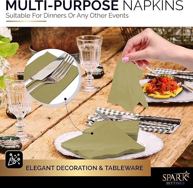 Big Party Pack 40 Count Gold Dinner Napkins Tableware- Ideal for Wedding, Party, Birthday, Dinner, Lunch, Cocktails. (7” x 7”)