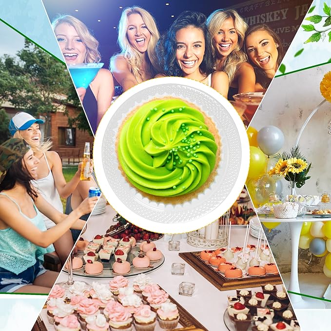 800 Pcs Clear Plastic Dessert Plates with Forks Include 400 Disposable Appetizer 6 Inch Plates 400 Plastic Forks Round Cake Salad Bulk Serve 400 Guests for Christmas New Year Wedding Birthday Party
