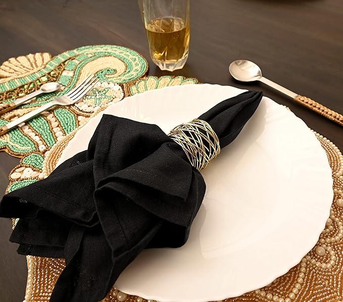 ALPHA Living HOME Gold Napkin Rings 12 Set of Premium 100% Metal, Rust-Resistant Tabletop Décor - Napkin Holders Buckles for Family Dinner, Wedding, Party, Decorations, Banquet, Party, Easter