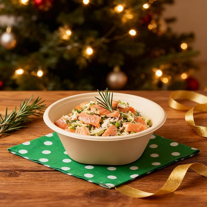32 Oz [50 Pack] Heavy Duty Deep Paper Bowls - Disposable and Compostable - Made from Eco-friendly Sugarcane Bagasse - Biodegradable Bowls for Soup, Salad, Dessert, Ice Cream