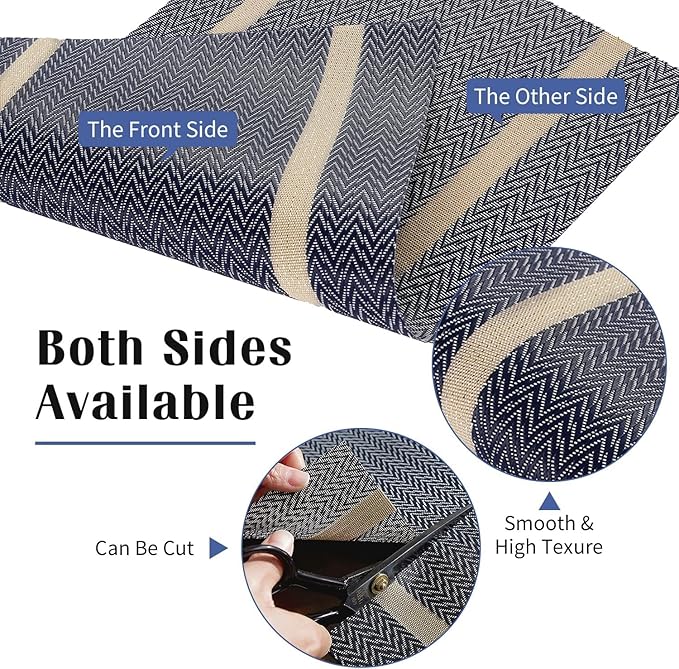 FAVE Placemats Set of 8 Blue Placemats Woven with Golden Thread Durable and Wipeable Vinyl Placemats Table Mats Set of 8 for Wedding, Banquet, Birthday, Party, Restaurant (Blue, 12"x18"-8PCS)