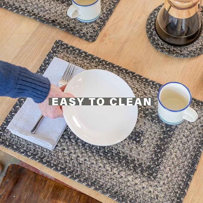 Homespice Flint Hill Jute Braided Long Table Runner, Warm Primitive Decor, Grey Rectangle 11x36 - Rich Colors, Easy to Clean, Durable and Protects Furniture
