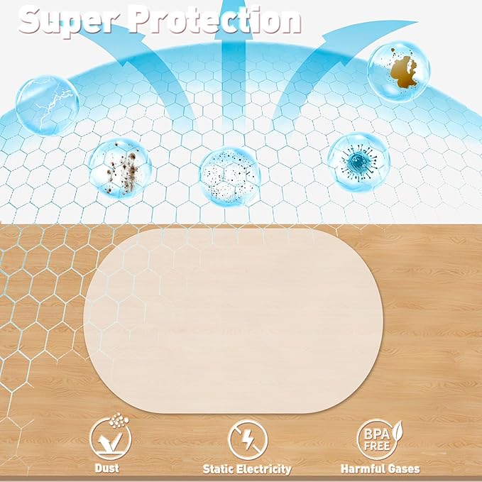 Oval Silicone Placemat Set of 4,Heat Resistant Placemats, Silicone Table Mats,Non-Slip Dining Mat for Home,Waterproof Easy Clean Kids Placemats,17"x12" Ultra-Thin Translucent (4Pcs, White)