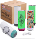 20oz-12pack Luminous Green Bluetooth music Sublimation Tumbler Blank with Straw, Slider Lid, Double-Wall Stainless Steel Vacuum Insulation, Removable Rechargeable Wireless Speaker