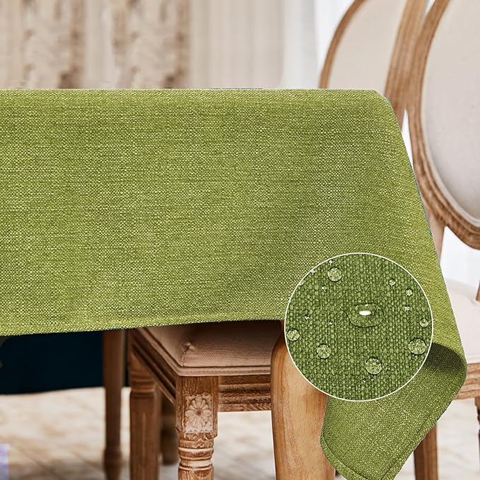 BALCONY & FALCON Rectangle Tablecloth Washable Wrinkle Resistant and Water Proof Table Cloth Decorative Linen Fabric Tablecloths for Dining Parties Kitchen Wedding and Outdoor (Avocado Green, 55x95)
