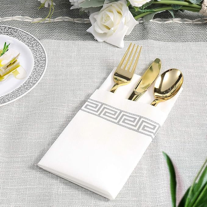 Vplus 200 PACK Guest Towels Disposable Bathroom, Decorative Bathroom Napkins, Soft and Absorbent Disposable Dinner Napkin Cloth Like for Kitchen, Weddings, Thanksgiving, Christmas Party
