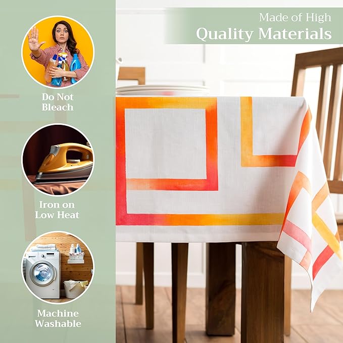 Maison d' Hermine Table Cloth Square Table 100% Cotton 60 x 60 Inches Tablecloth Reusable Decorative for Dining Room Farmhouse Home Valentines Day Decorations Spring Summer - Summer Maze