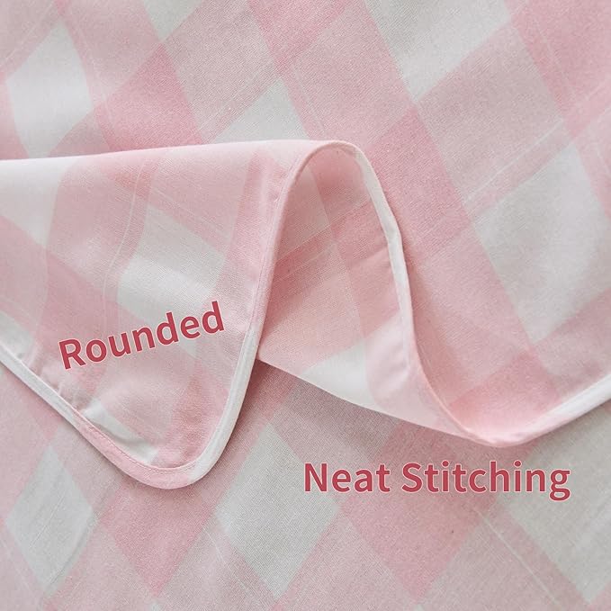 BALCONY & FALCON Gingham Table Cloth Rectangle – Reversible Water-Resistant Cotton Checkered Tablecloth for Valentine，Outdoor Picnic, Camping, Kitchen, Party Decor (Pink White, 57x118 Inch)