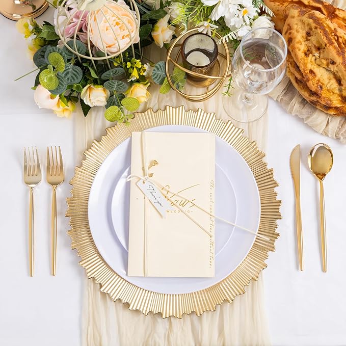 LIYH 24 Pcs Gold Charger Plates 13" - Chargers for Dinner Plates, Irregular Design, Heavy-Duty Plate Gold Charger Bulk, Suitable for Wedding & Party- Stackable