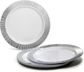 OCCASIONS 120 Plates Pack,(60 Guests) Premium Wedding Party Disposable Plastic Plates Set -60 x 10.25'' Dinner + 60 x 7.5'' Salad/Dessert (Starlight in White & Silver)