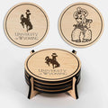 LazerEdge University of Wyoming Wooden Coaster Set - Maple Wood - Officially Licensed Product - 4-Pack