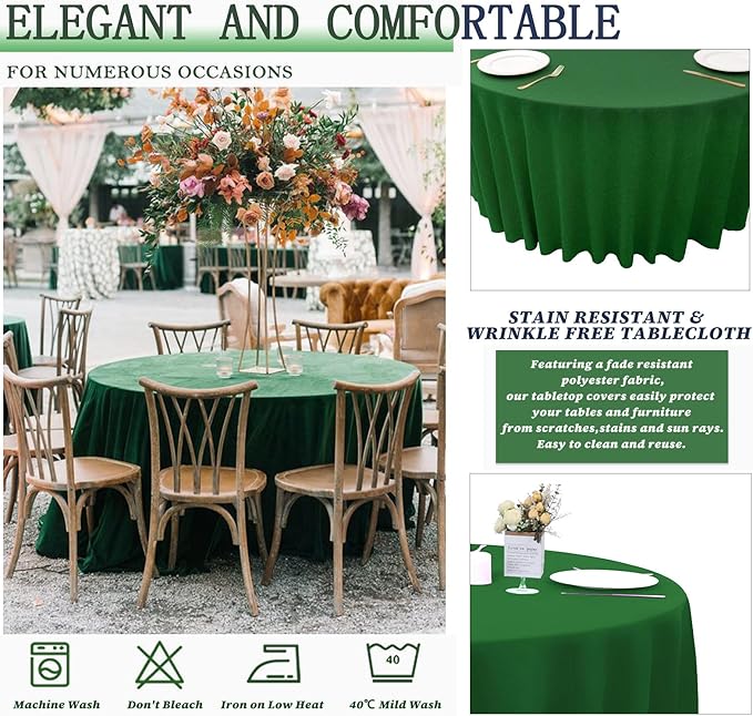 8 Pack Round Tablecloth 90 Inch Green Table Cloth for Round Tables, Washable Polyester Tablecloth Stain and Wrinkle Resistant Decorative Table Cover for Wedding Party Dining Banquet
