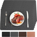 Vinyl Placemats Set of 6 Heat Resistant Easy Clean Non-Slip Place Mats for Dining Table Faux Leather Waterproof Stain Resistant Wipeable Washable PVC Table Mats(6, Gray)