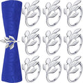 Hotop 72 Pcs Leaf Napkin Rings Set Silver Metal Napkins Rings Holders Bulk Glossy Table Adornment for Vintage Wedding Bridal Thanksgiving Christmas Holidays Fall Dinner Party Decoration Favors