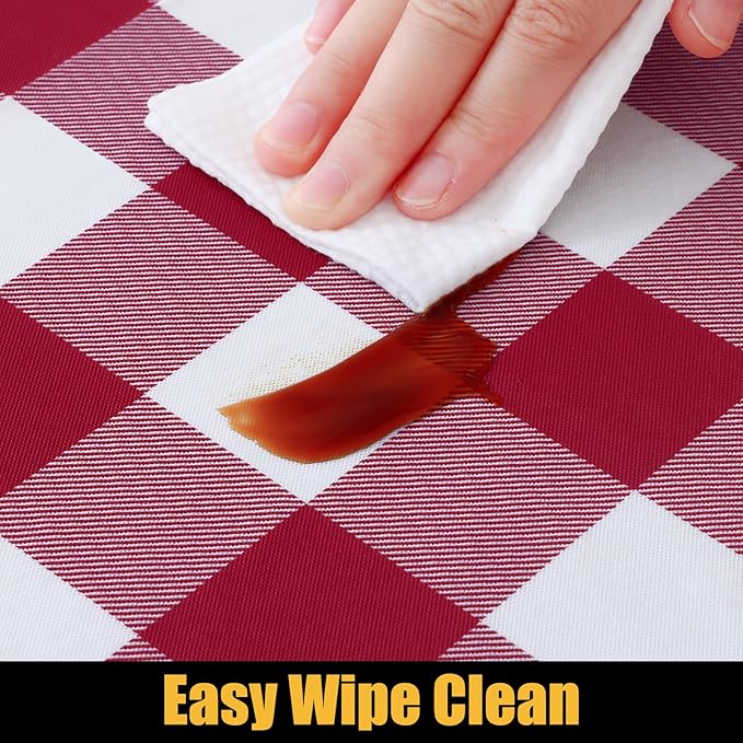 Smiry Rectangle Picnic Table Cloth, Elastic Waterproof Fitted Vinyl Tablecloths, Flannel Backed Buffalo Plaid Table Covers for Dining, Camping, Outdoor (Burgundy and White, 24" x 48")