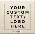 10 4" Square Ceramic Coasters Set - Customizable Text, Logo - Cork Bottom, Serve Ware - Natural
