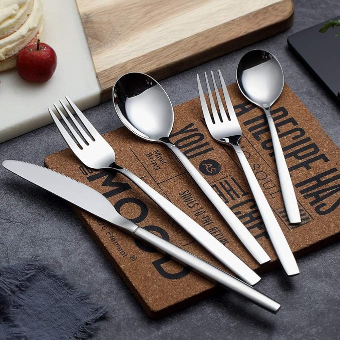 Berglander Flatware Set 40 Pieces, Stainless Steel Flatware Set, Silverware Set Service For 8