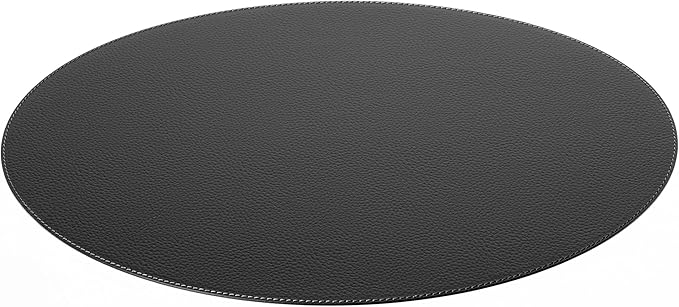 Nikalaz Oval Placemats Set (Pack of 4) Recycled Leather Table Mats 18 x 13 inches (45.7 x 33 centimetres), Kitchen Dining Table Decor by Nikalaz (Black)