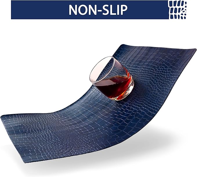Set of 4 Faux Leather Placemats, PU Table Mats, Waterproof, Stain Resistant, Heat Resistant, Easy to Clean for Kitchen Dining Table,Conference Table