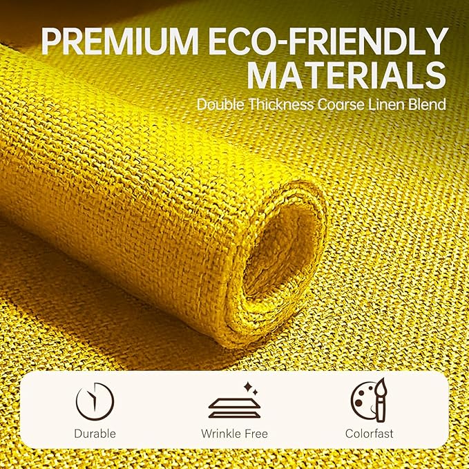 Blue Forest Placemats Set of 6, Dual-Layered Thickened Faux Linen Table Mats Heat Resistant Machine Washable Wrinkle Free Place Mats for Kitchen Dining Outdoor/Indoor (Bright Yellow)