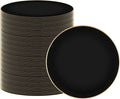 PARTY BARGAINS 13-Inch Charger Plates - 96 Pack, Organic Collection Black Gold Rim, Heavy-Duty Disposable Chargers for Elegant Dining - Ideal for Weddings and Formal Events