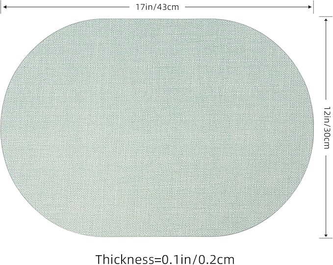 Oval Placemats for Dining Table Set of 2, Washable Leather Table Mats, Waterproof Heat-Resistant Non-Slip Kitchen Placemats, Simple Style Oval Design