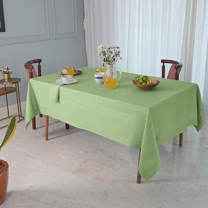D'Moksha Homes Sage Green Linen Tablecloth 54 x 72 Inch - 100% Pure Linen Tablecloth for Rectangle Tables - Machine Washable Table Cloth for Spring, St Patricks Day, Easter