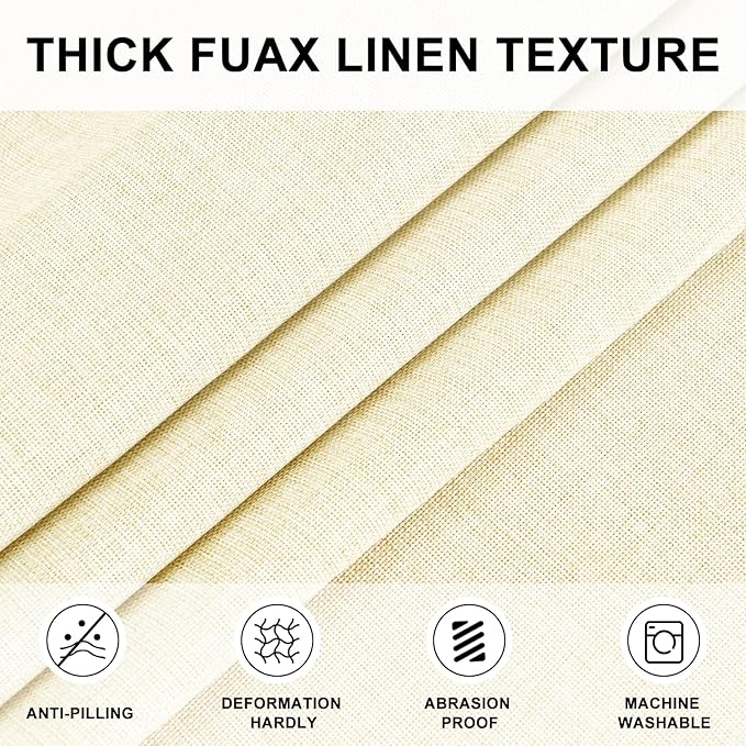 Hiasan Linen Tablecloth 90 Inch Round - Wrinkle and Stain Resistant Washable Polyester Fabric Table Cloth for Dining Room Kitchen Party, Champagne