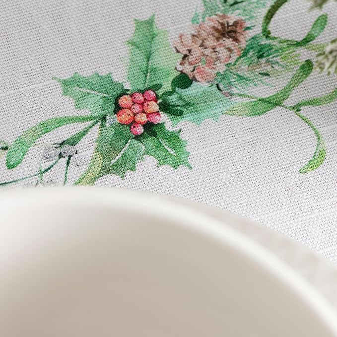 Maison d' Hermine Table Cloth Square Table 100% Cotton 60 x 60 Inches Fall Tablecloth Reusable Everyday Use for Thanksgiving Christmas Decorations Dining Farmhouse Party (Christmas Tradition)