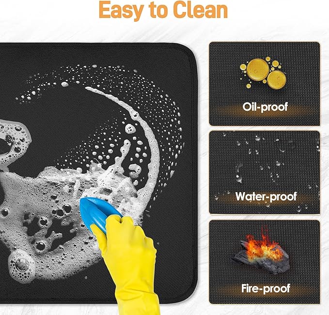15 x 18 in Fireproof Grill Mats for Outdoor Tabletop Grill to Protect Your Grill Table - Heat Resistant Grill Table Mat - Waterproof & Oilproof BBQ Mat - Black (1mm)