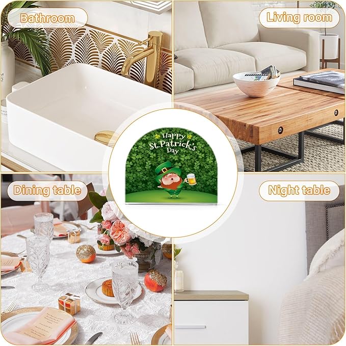 Napkin Holder Shamrocks Patrick Day Crystal Clear Acrylic Napkin Holders,Green Paper Napkin Holder Dining Table Dispenser for Kitchen Restaurant Home Decor Bar Accessories