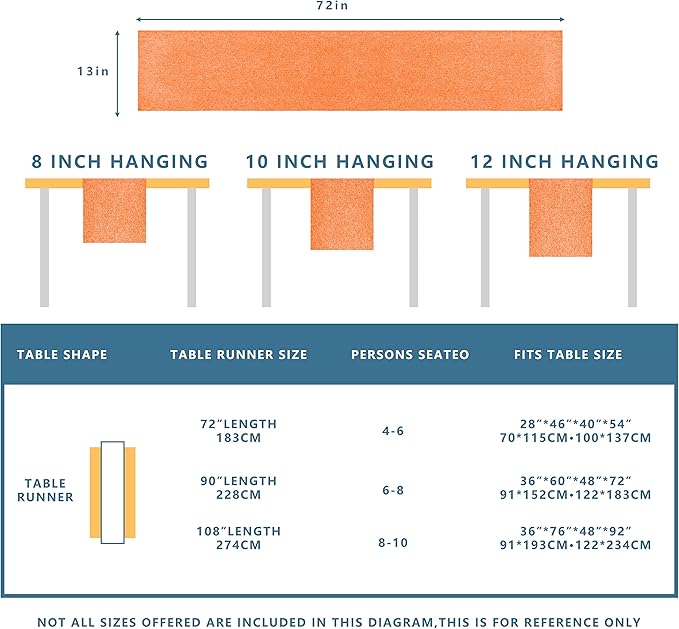 Table Runner 13 x 90 Inches Long, Cotton Linen Farmhouse Style Grey Table Linen for Kitchen Dining Coffee Table Parties Wedding Home Decor (Fall-Orange, 13” x 90”)