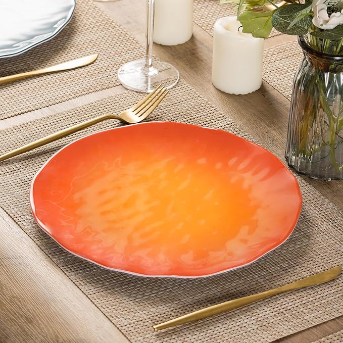 Melamine Dinner Plate Plastic Bread Butter Plates Set of 6 Pcs 11 inch Lightweight Shatter Proof Chip Resistant Dishwasher Safe (Multicolor)