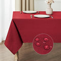 Rectangle Tablecloth Waterproof 60x144 inch Linen Textured Table Cloth Stain and Wrinkle Resistant Washable, Decorative Fabric Table Cover for Dining, Party and Camping, Red